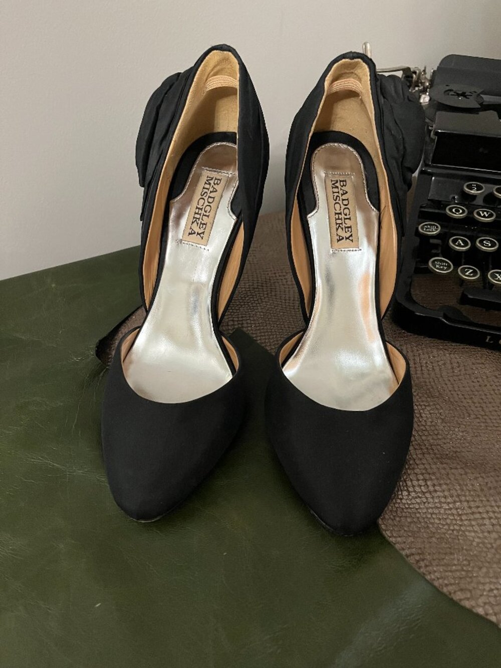 Badgley Mischka Black Satin D'Orsay Pumps